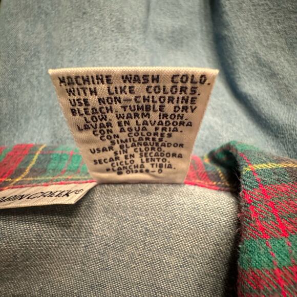 VTG Cabin Creek Women's L Denim Button Up Heart Roses Embroidery Cottage Core - Picture 7 of 10